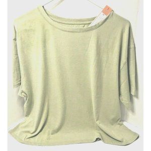 Colsie  Woman's Plus Size Short Sleeve Cropped Lounge T-Shirt Light Green 2X NWT